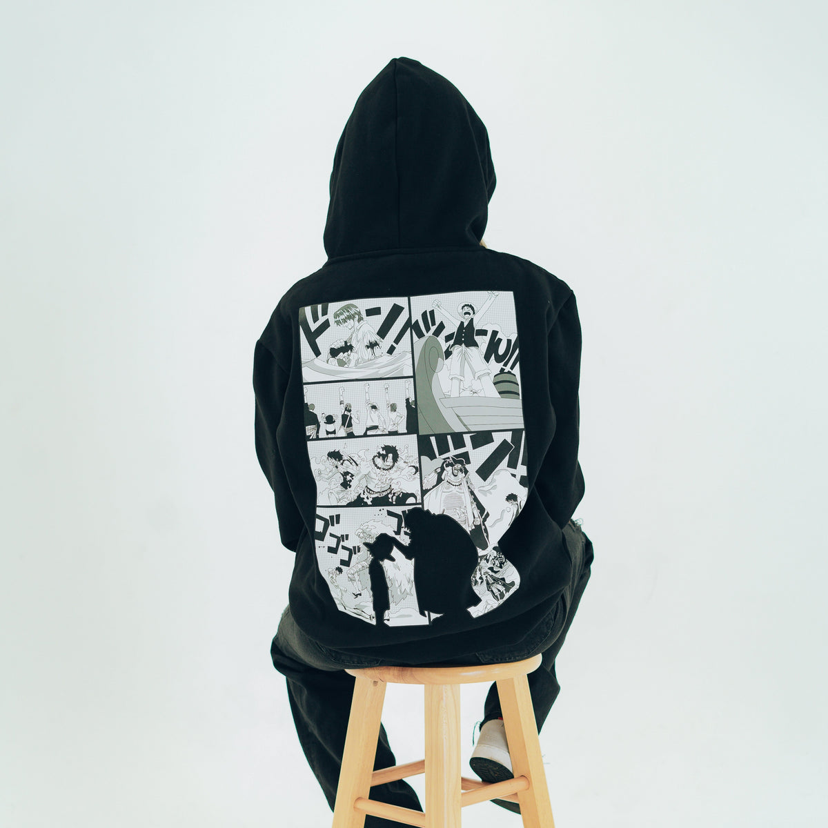 Straw Hat Black Hoodie