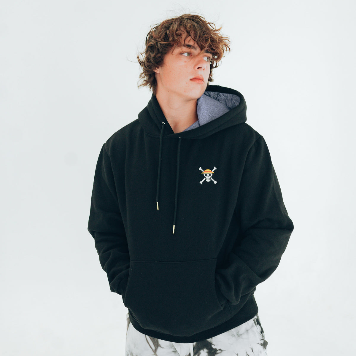 Straw Hat Black Hoodie